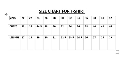 Shirt Size Chart